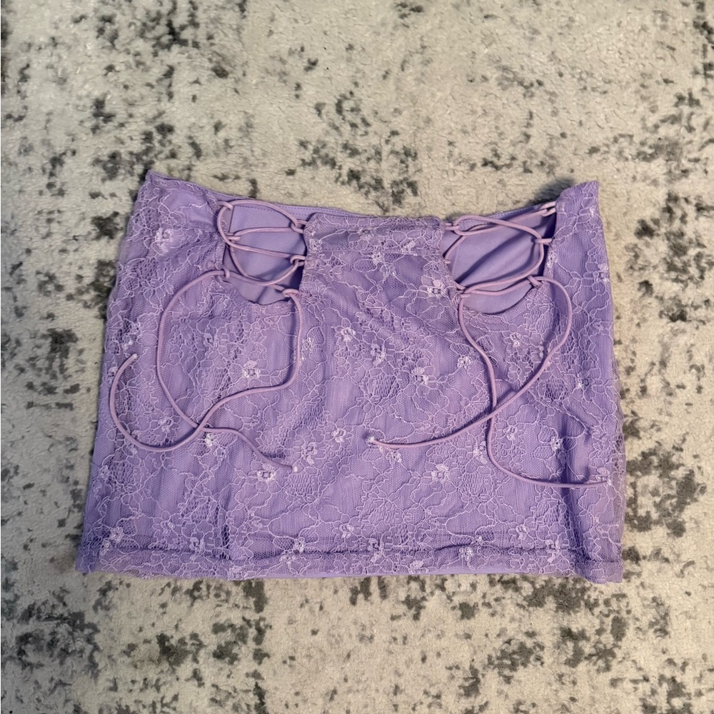 PrettyLittleThing Petite Purple Lace Skirt